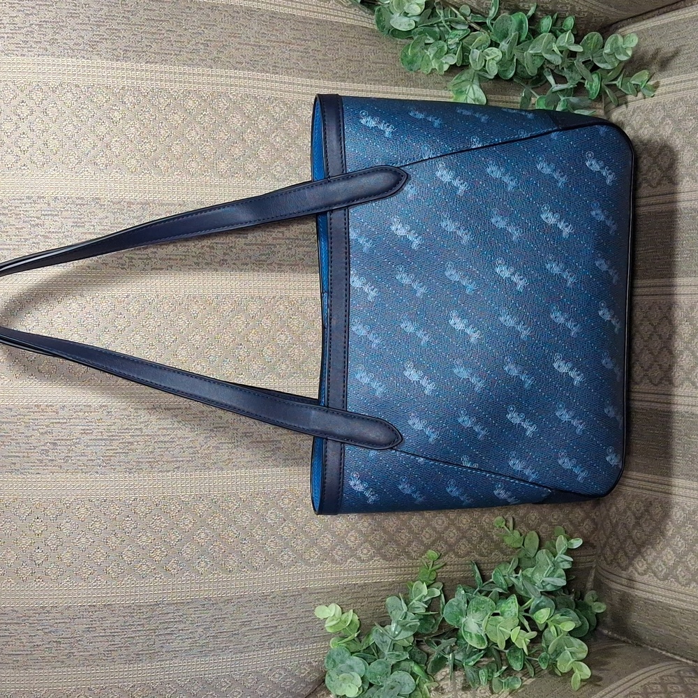 Coach Navy Blue Monogram Tote - Picture 3 of 16